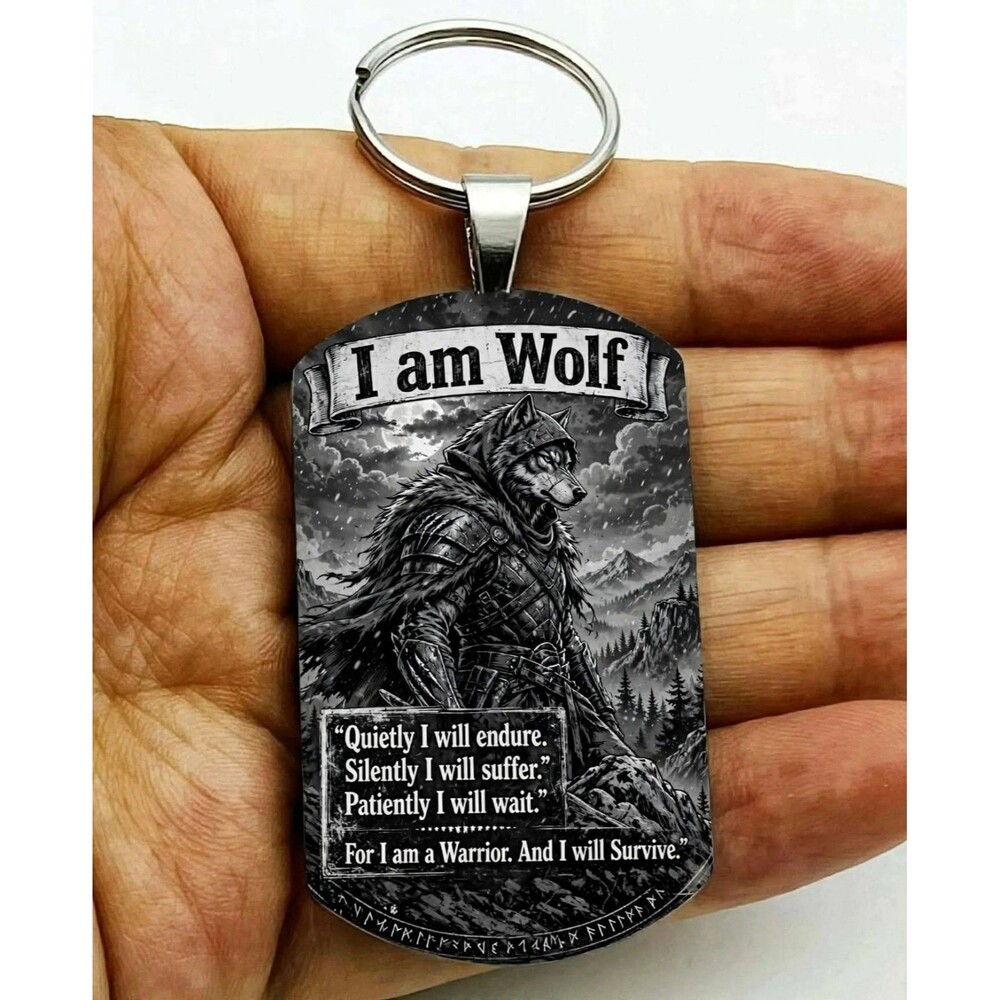Wolf Warrior Strong Smart BRAVE Hot Stainless Keychain Reminder Super Hero Art
